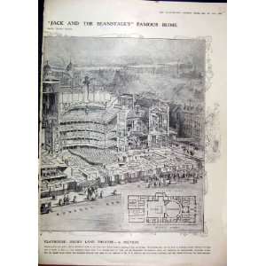   1916 Drury Lane Theatre Jack Beanstalk Plan Old Print