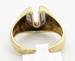 14k Yellow Gold Diamond Horseshoe Ring  