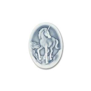  18x25mm Resin Unicorn Cameo   White and Antique Blue
