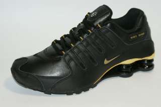 Nike SHOX NZ EU Herren Leder Schuhe Schwarz Black Gold Metallic 