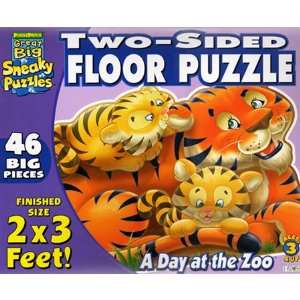  Two Sided A Day at the Zoo Floor Jigsaw Puzzle 46pc Toys 