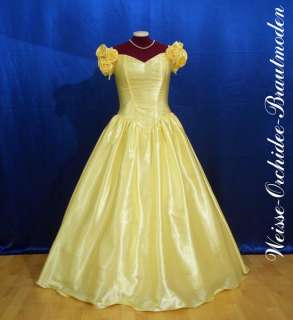 romantisches Sissikleid gelbes Brautkleid Rosen Satin  