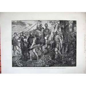  1882 Windsor Tapestry Men Kent Horses Army Harold Art 