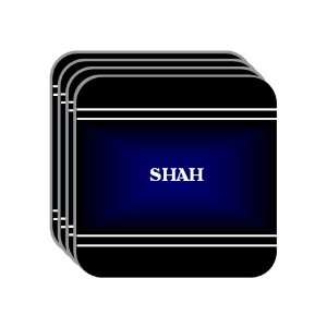 Personal Name Gift   SHAH Set of 4 Mini Mousepad Coasters (black 
