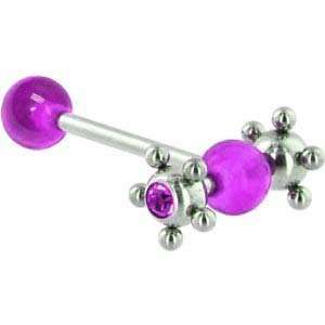   Purple Gem Surgical Steel SPINNER unique Barbell Tongue Ring: Jewelry