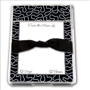  Black & White Squiggles With Black Ribbon Notepad