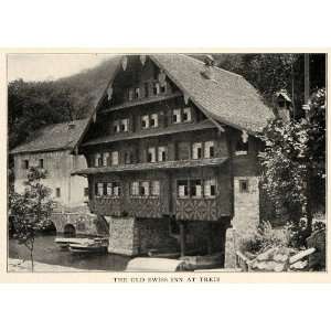  1910 Print Switzerland Old Swiss Inn Haus Zur Treib Medieval 