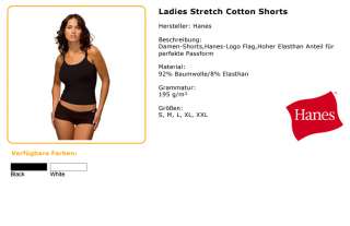 Hanes Ladies Strech Cotton Shorts S M L XL XXL  