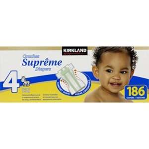 Kirkland Signature Supreme Diapers   Size 4   Qty 186  