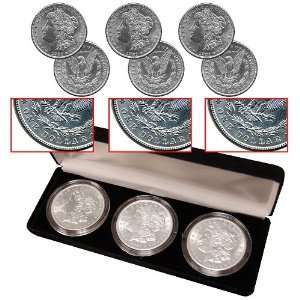 1921 P, D_and_S Brilliant Uncirculated Morgan Silver Dollars 