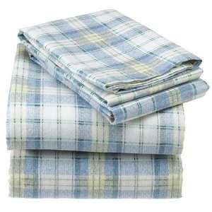  Waverly Twin Blue Anchor Plaid 100% Cotton Flannel Sheet 