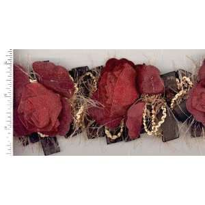   Fiber Ribbon Rose Trim Black Rose By The Yard: Arts, Crafts & Sewing