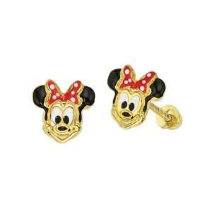  Disney   Minnie Mouse Stud Earrings in 14k Yellow Gold 