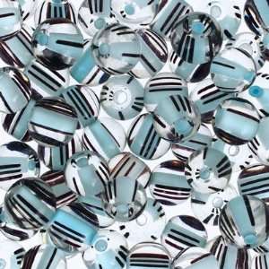 10mm Light Blue/Black Cane Glass Beads Round: Arts, Crafts 