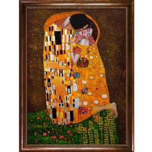 Art Klimt The Kiss Painting with Verona Cafe, Coffee Brown 