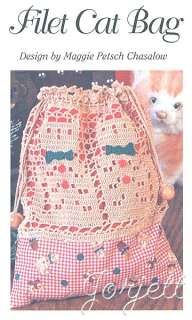 Filet Cat Doily & Filet Cat Bag Tote crochet patterns  