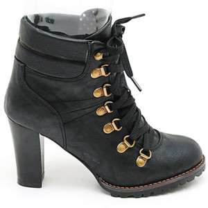 Womens combat Lace Up high heels Ankle Booties Boots  