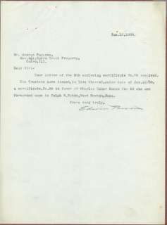 Edwin Parsons, Railroad President, Typed Letter Signed  
