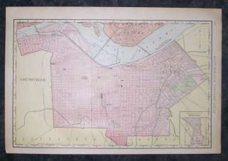 1902 Rail & Street Map of Louisville, KY. Genuine.  