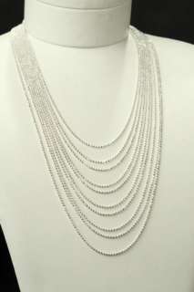 Silver Strand Layer Separate Shimmery 10 Chain Necklace  