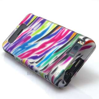   Zebra Rubberized Hard Case Snap On Cover for Motorola Droid X X2 MB810