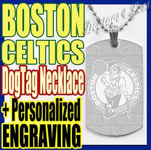 Boston Celtics NBA Personalized Dogtag Pendant Necklace  