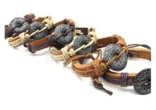 6PCS LOT Shield totem Leather Bracelet PUNK wholesale  