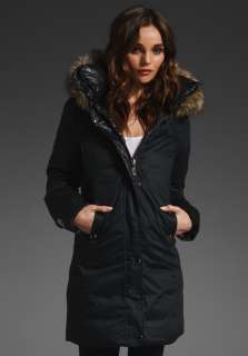 SOIA & KYO Jenna Reversible Down Jacket with Hood in Black at Revolve 