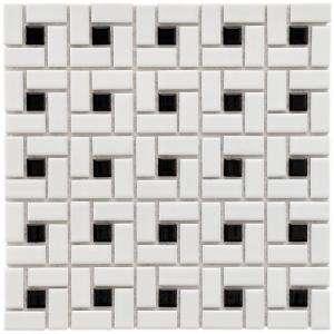 Merola Tile Spiral 12 1/2 in. x 12 1/2 in. Black and White Porcelain 