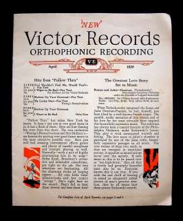 VICTOR ORTHOPHONIC RECORDING 1929 APRIL RECORD CATALOG  