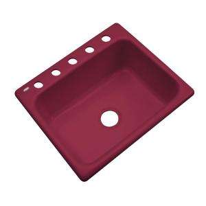   Drop In Acrylic 25x22x9 5 Hole Single Bowl Kitchen Sink in Ruby