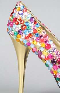 Haus of Price The All Over Gems and Stud Platform Pump in Gold 