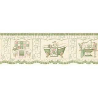 The Wallpaper Company 8 in x 10 in Green Pastel Mosaic Bath Tub Border 