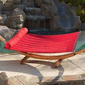   Outdoor Cantina Jockey Red Sunbrella Hammock Bed with Bolster Pillow