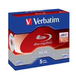 Verbatim Blu Ray BD RE Single Layer 2x Speed 25GB 5er Pack Jewel Case 
