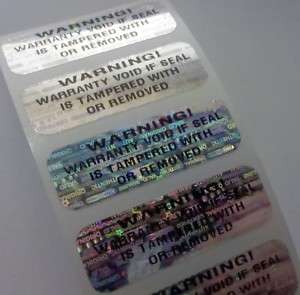 100 WARNING WARRANTY HOLOGRAM SECURITY LABELS STICKERS  