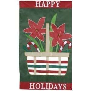   Holidays Poinsettia Candy Cane Basket Garden Flag 683963012428  