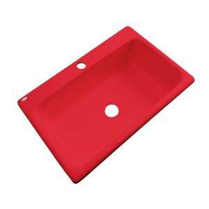   Drop In Acrylic 33x22x9 1 Hole Single Bowl Kitchen Sink in Red