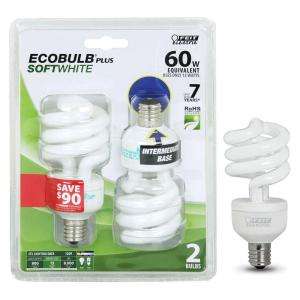 Feit Electric 13 Watt (60W) Intermediate Base Fan CFL Light Bulb (2 