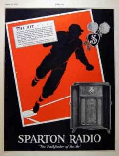 1928 Sparton Radio The Hit baseball player AD  