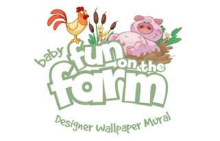 Fototapete Kinderzimmer Wandbild Baby Bauernhof Tiere Kuh Schwein 