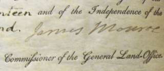 President James Monroe Signed 1817 Illinois Land Grant Framed Bronze 
