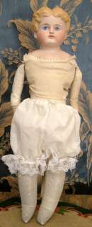 19 RARE TINTED BISQUE ANTIQUE DOLL w/closed mouth & Lovely antique 