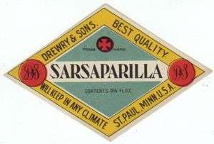 Pre pro Sarsaparilla Label   St. Paul   Drewry And Sons  