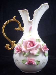 Vintage LAMOUR CHINA Hand Painted JAPAN Vase Pink Rose  