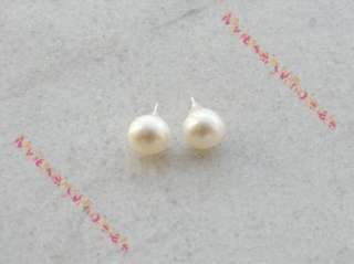 Wholesale lots 50 pairs 10mm Round white freshwater pearl silver 
