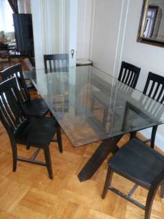   BARN Espresso/Black SCHOOLHOUSE Chairs and matching glass dining table