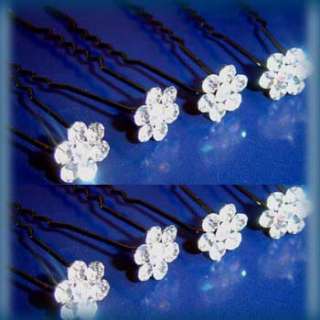    8 clear crystal rhinestone Hair Pin fork wedding bridal