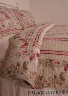 FRENCH COUNTRY HOME ROSE VINE FLORAL KING QUILT + SHAMS SET :  
