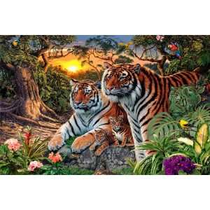 Empire 489210 Tiger   Familie Family Raubkatzen Tier Gemälde Poster 